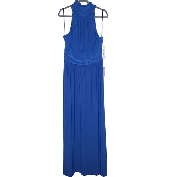 ELIZA J Halter Neck Cobalt Blue Sleeveless High Slit Maxi Dress, Size 16, NWT - Picture 2 of 9